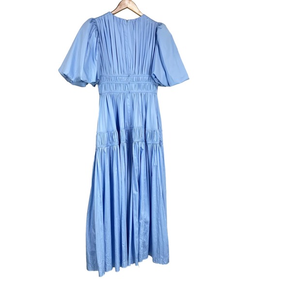 AJE NWOT Fallingwater Gathered Midi Dress Blue Size 8 (US 4) Tiered Pleated Puff - Picture 7 of 13